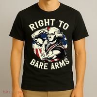 Right To Bare Arms 4th Of July Funny Gym George Washington T-Shirt thumb 3