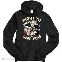 Right To Bare Arms 4th Of July Funny Gym George Washington Tie Dye Hoodie thumb 0