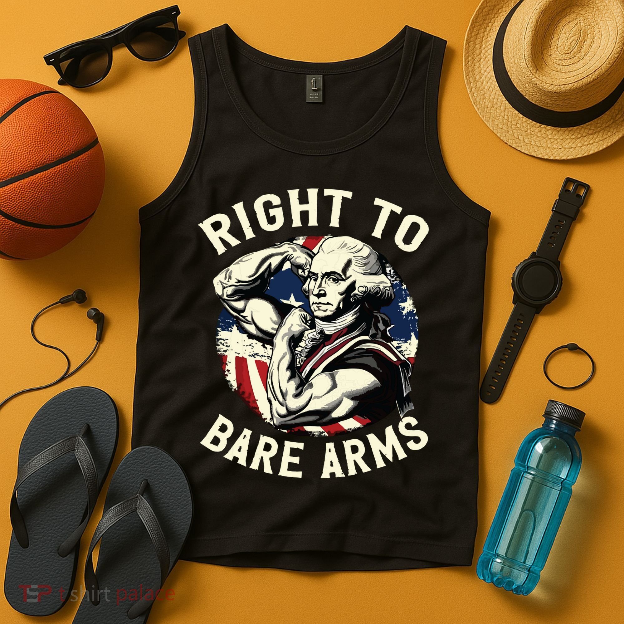 Right To Bare Arms 4th Of July Funny Gym George Washington Tank Top