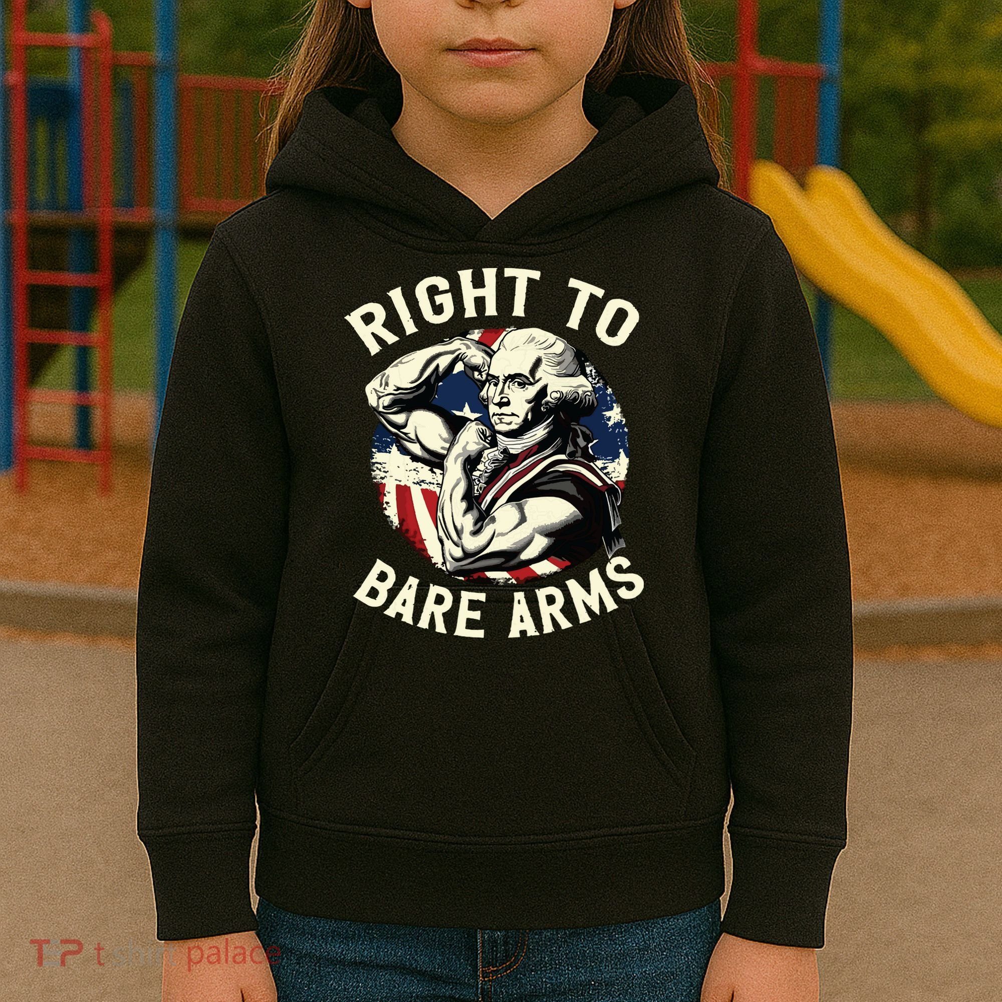 Right To Bare Arms 4th Of July Funny Gym George Washington Kids Hoodie