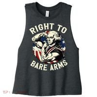 Right To Bare Arms 4th Of July Funny Gym George Washington Women's Racerback Cropped Tank thumb 0