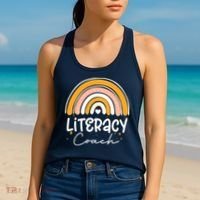 Reading Teacher Back School Special Literacy Coach Squad Women's Tank Top thumb 2