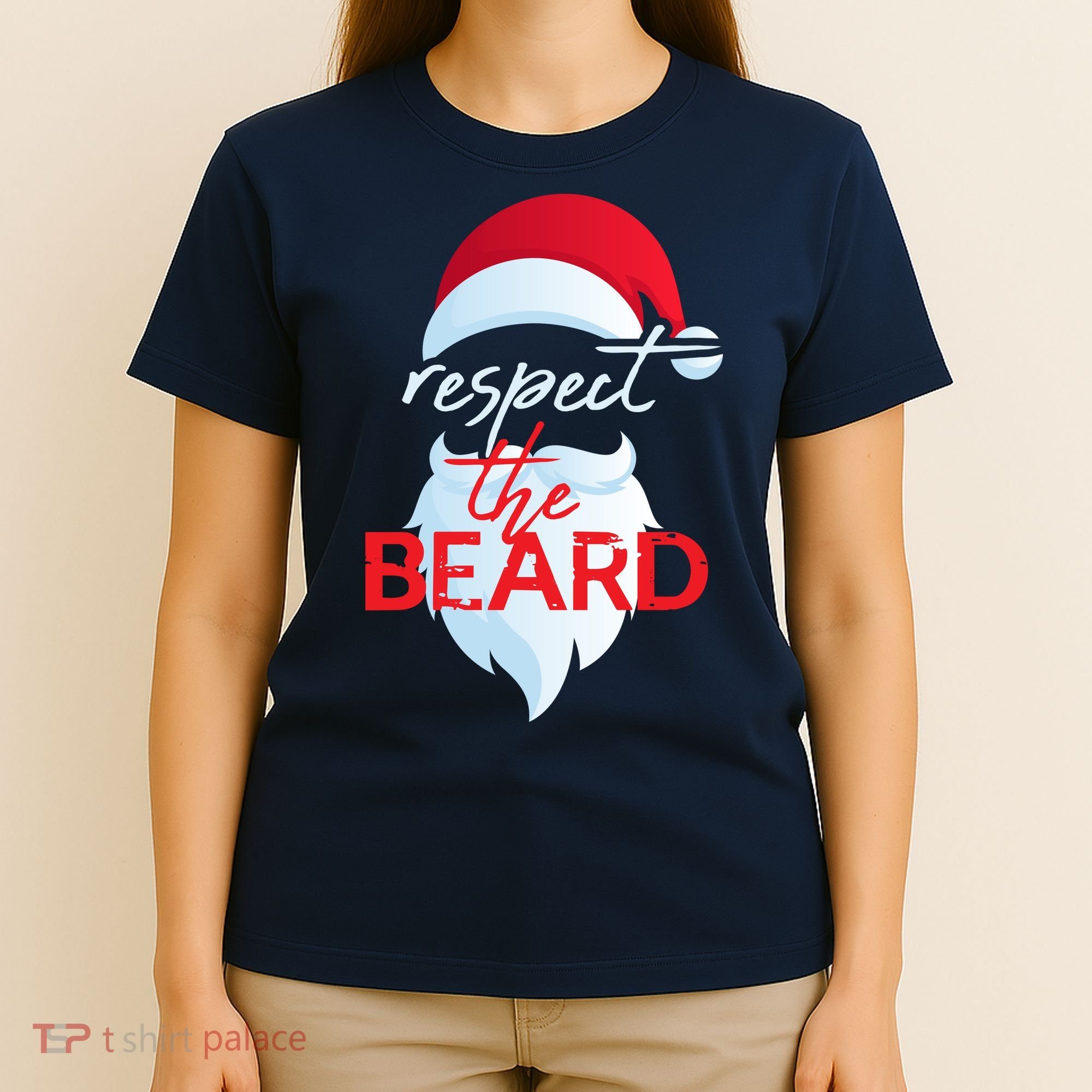 Respect The Beard Santa Claus Funny Christmas T-Shirt