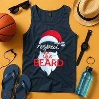 Respect The Beard Santa Claus Funny Christmas Tank Top thumb 4