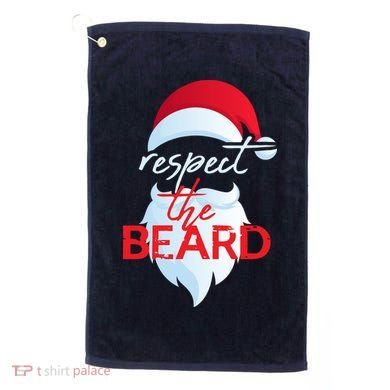 Respect The Beard Santa Claus Funny Christmas Golf Towel