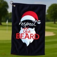 Respect The Beard Santa Claus Funny Christmas Golf Towel thumb 1