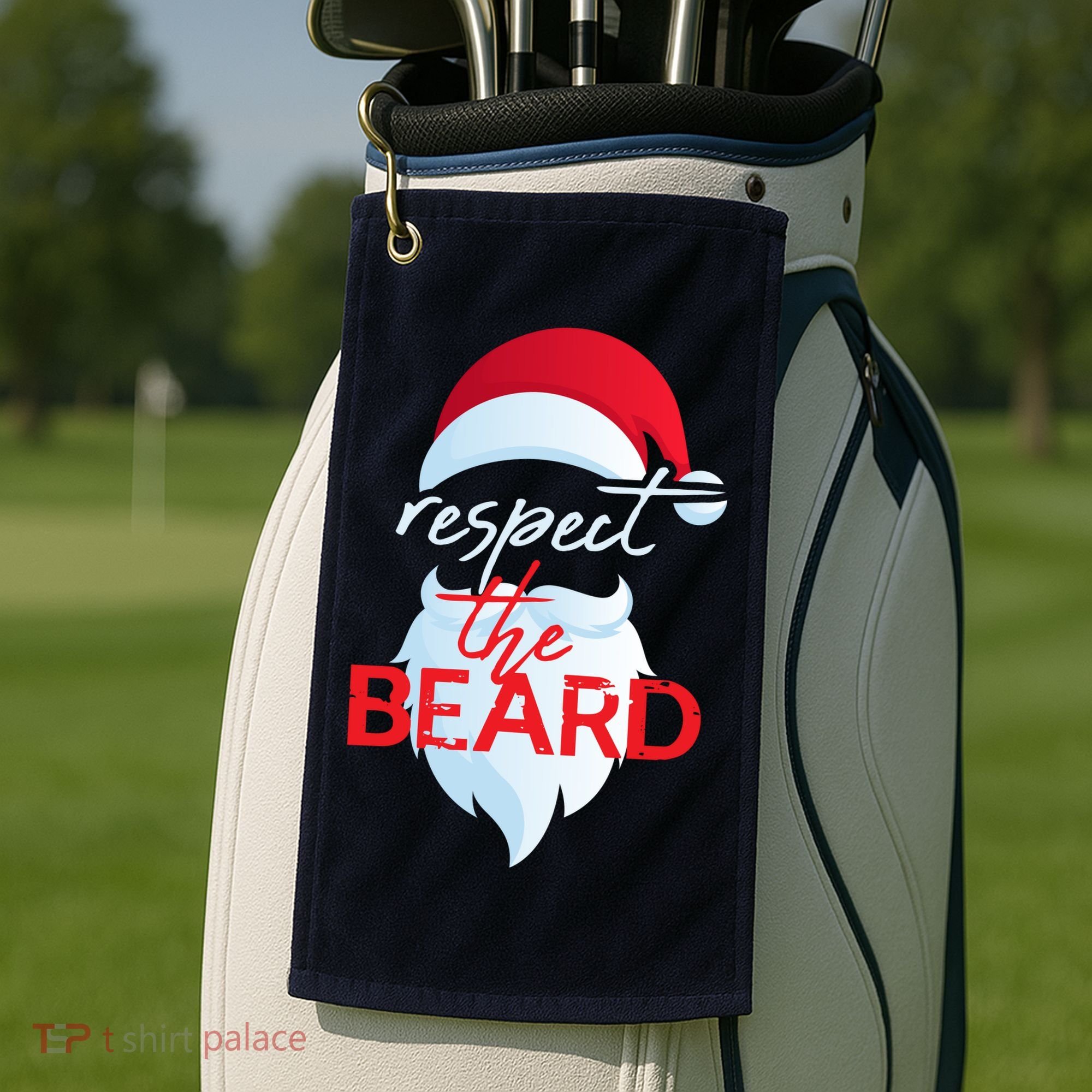 Respect The Beard Santa Claus Funny Christmas Golf Towel