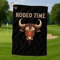 Rodeo Time Bull Riding Cowboy Bull Rider Rodeo Time Golf Towel thumb 1