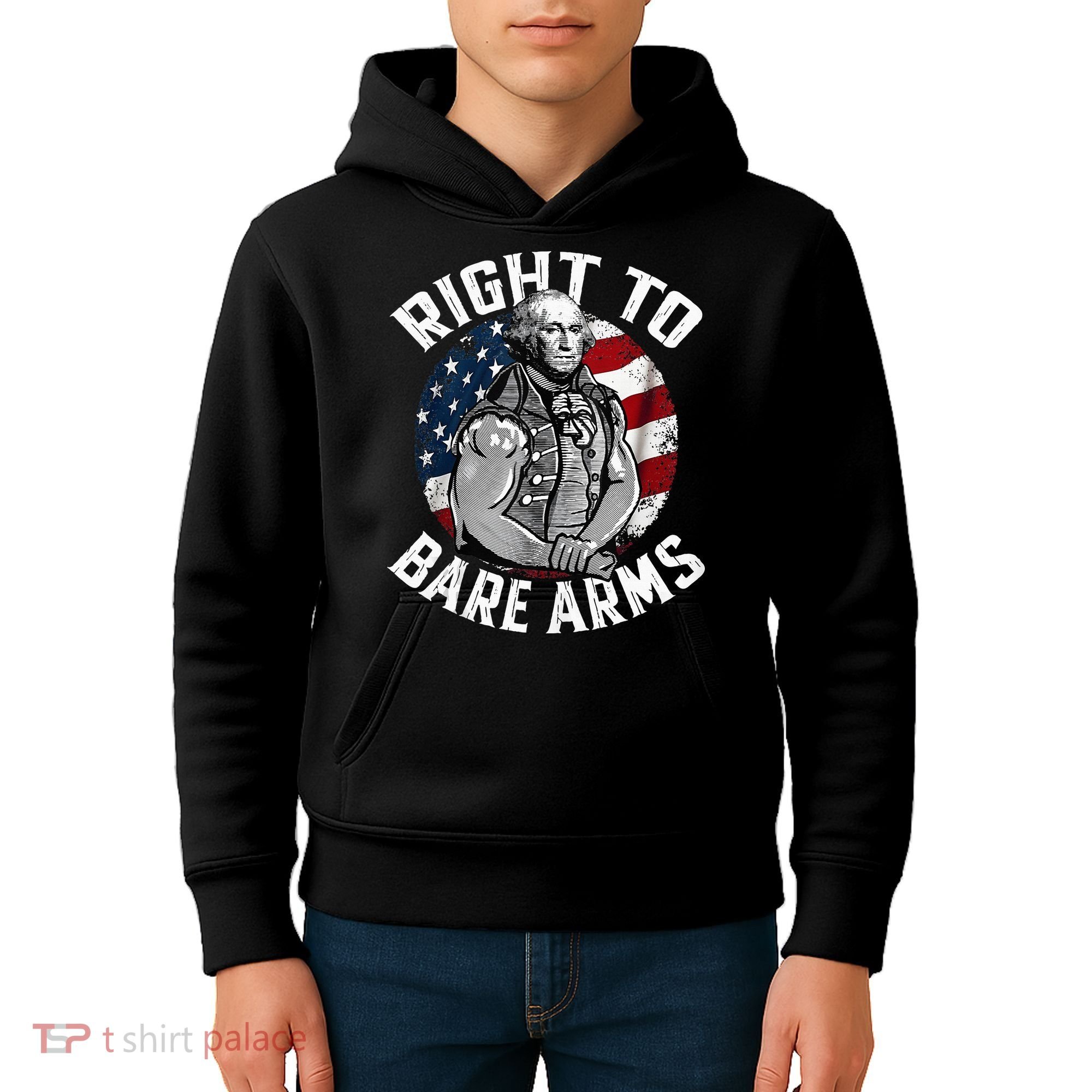 Right To Bare Arms 4th Of July Gym George Washington Kids Hoodie
