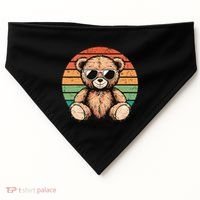 Retro Teddy Bear Casual Cute USA-Made Doggie Bandana thumb 0