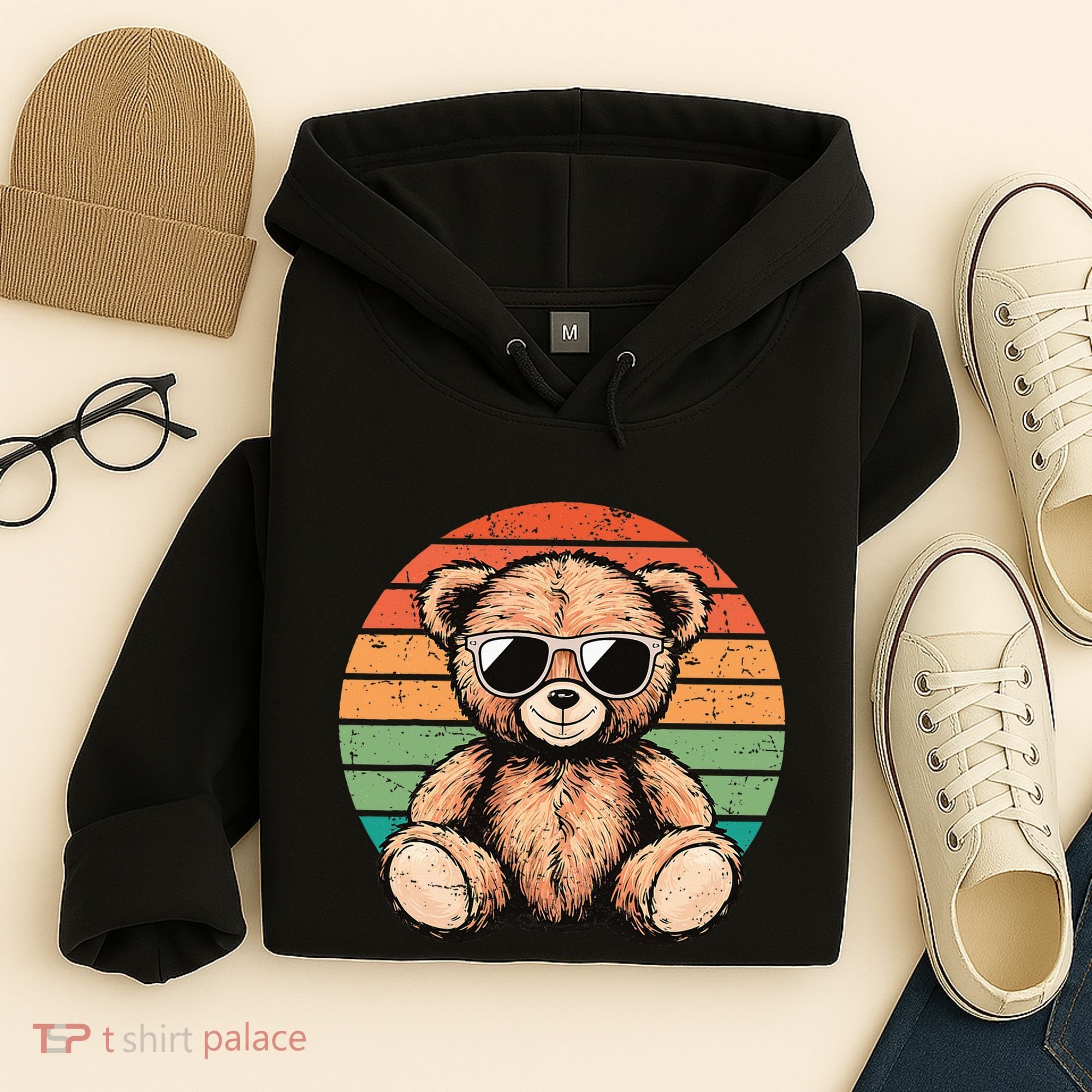 Retro Teddy Bear Casual Cute Hoodie
