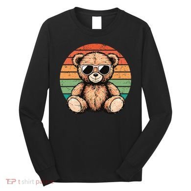 Retro Teddy Bear Casual Cute Long Sleeve Shirt