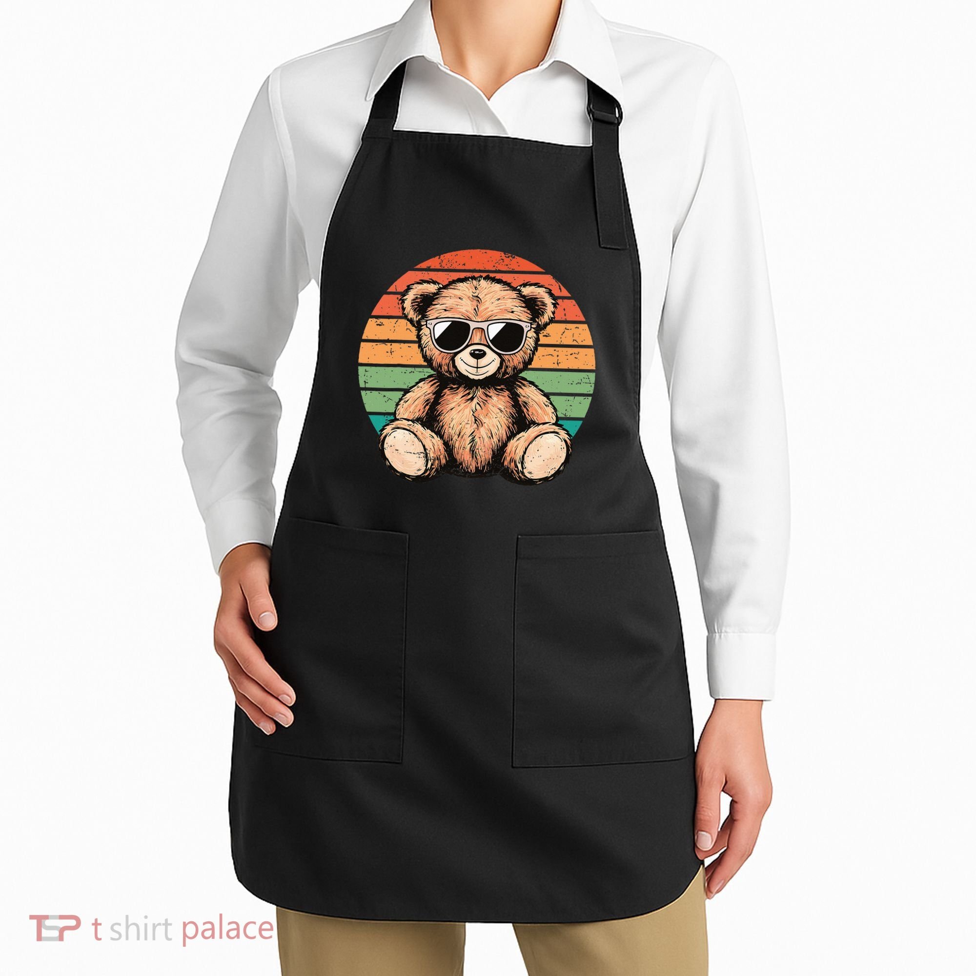 Retro Teddy Bear Casual Cute Apron
