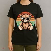 Retro Teddy Bear Casual Cute T-Shirt thumb 4