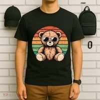 Retro Teddy Bear Casual Cute T-Shirt thumb 6