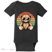 Retro Teddy Bear Casual Cute Baby Bodysuit thumb 0