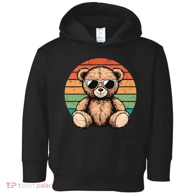 Retro Teddy Bear Casual Cute Toddler Hoodie