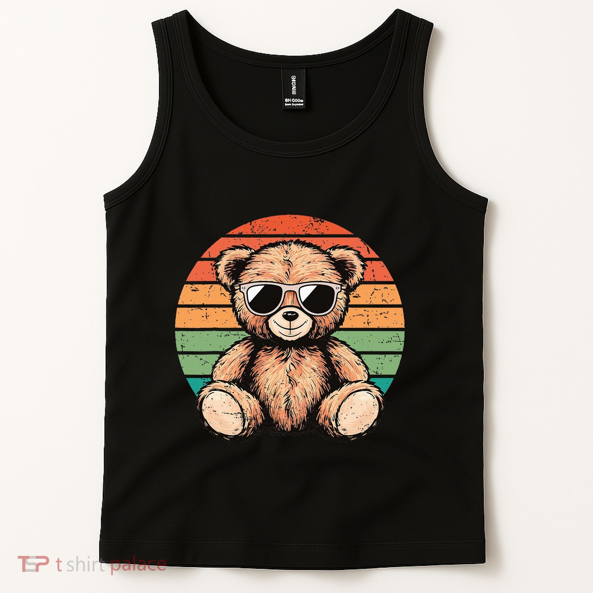 Retro Teddy Bear Casual Cute Tank Top