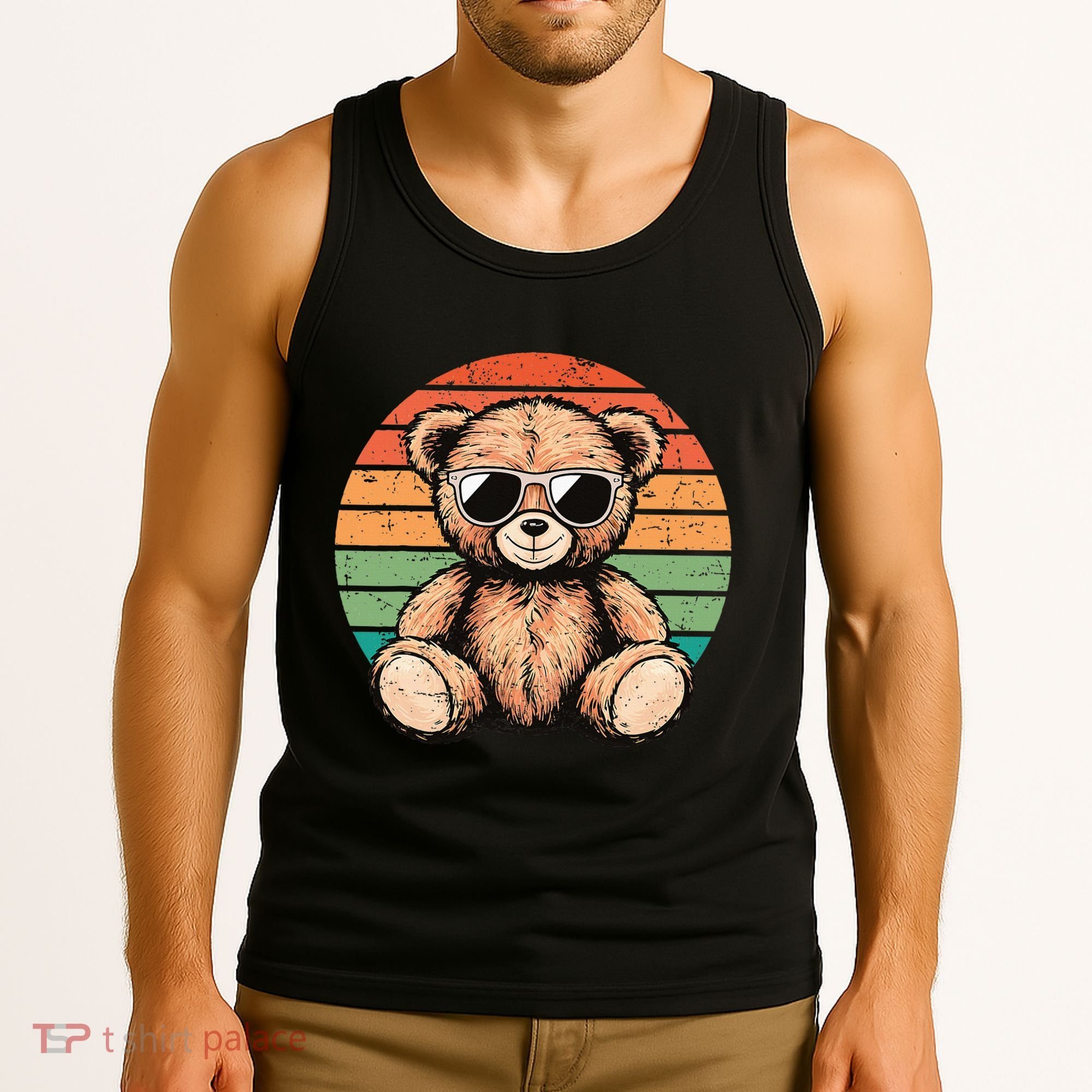 Retro Teddy Bear Casual Cute Tank Top