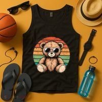 Retro Teddy Bear Casual Cute Tank Top thumb 4