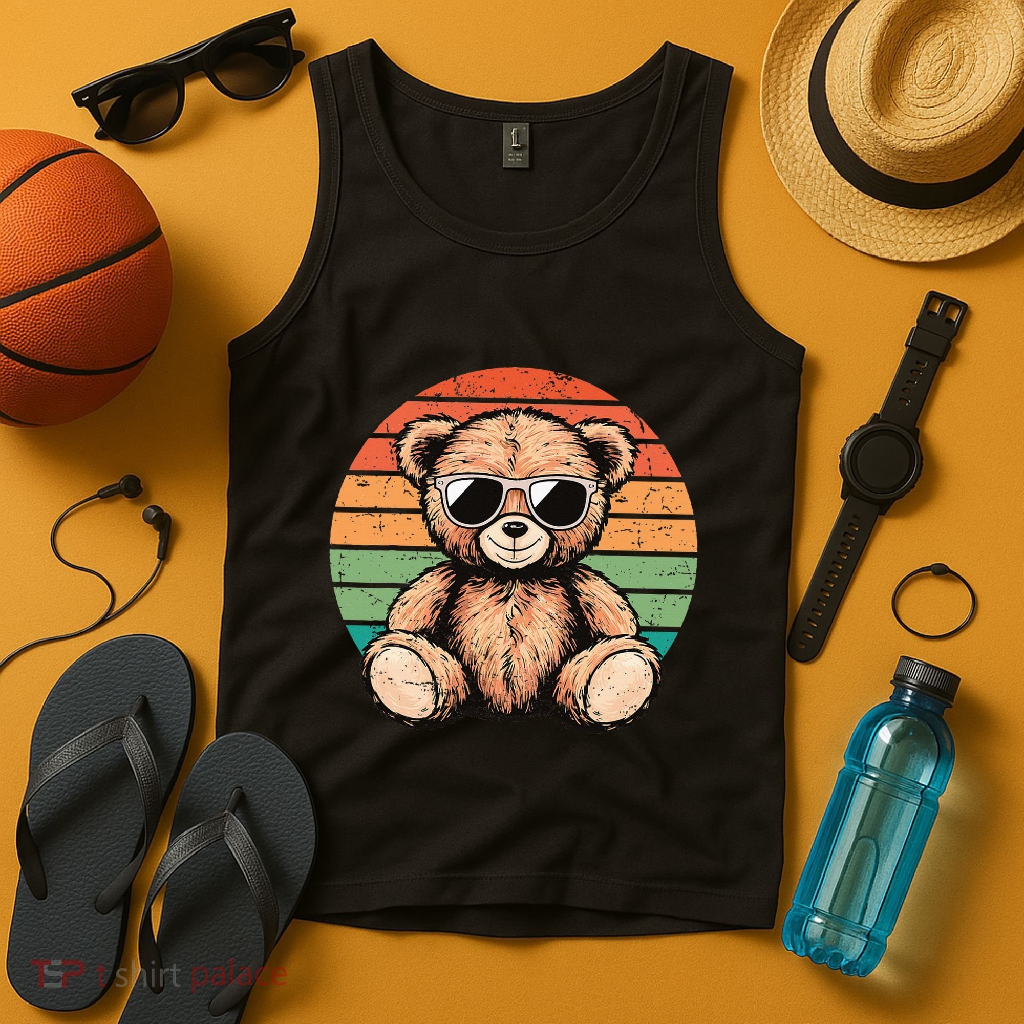 Retro Teddy Bear Casual Cute Tank Top