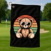 Retro Teddy Bear Casual Cute Golf Towel thumb 1