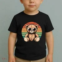 Retro Teddy Bear Casual Cute Toddler T-Shirt thumb 2