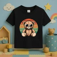 Retro Teddy Bear Casual Cute Toddler T-Shirt thumb 3