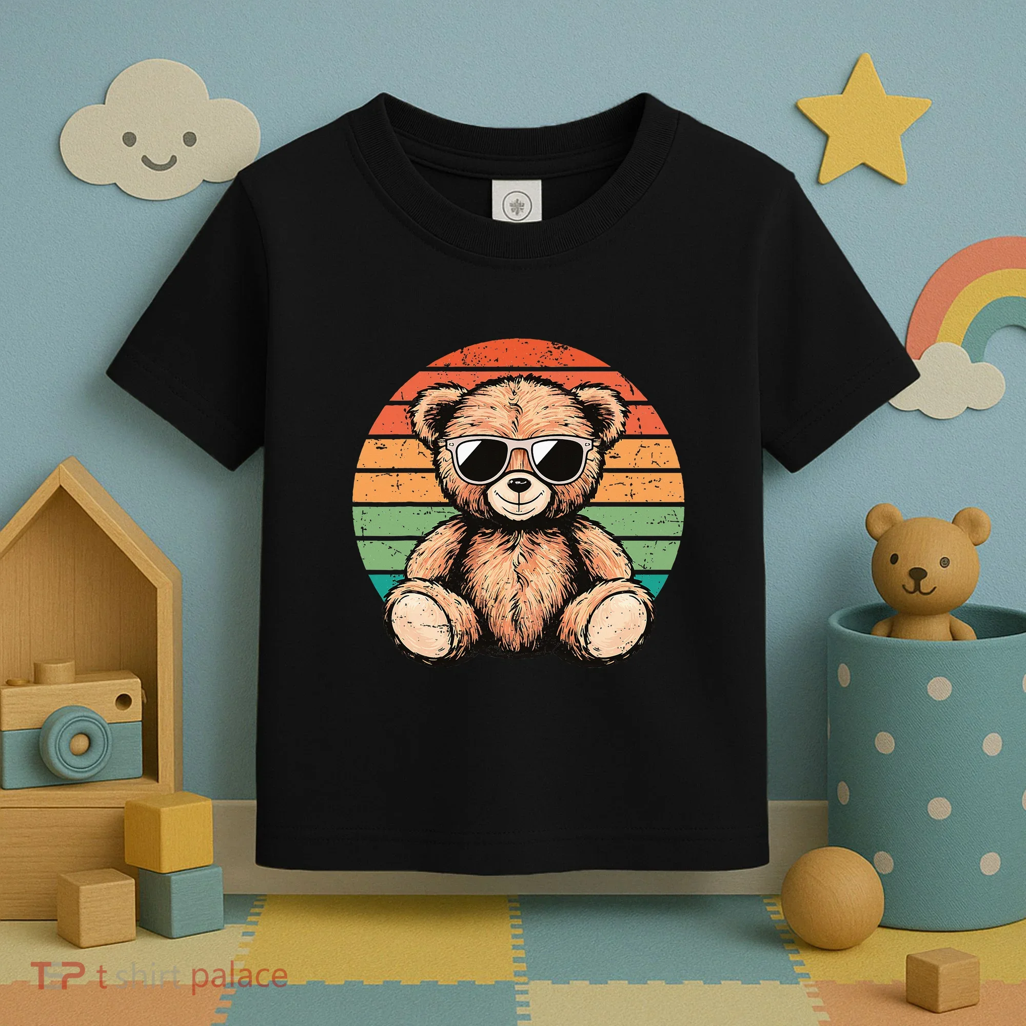 Retro Teddy Bear Casual Cute Toddler T-Shirt