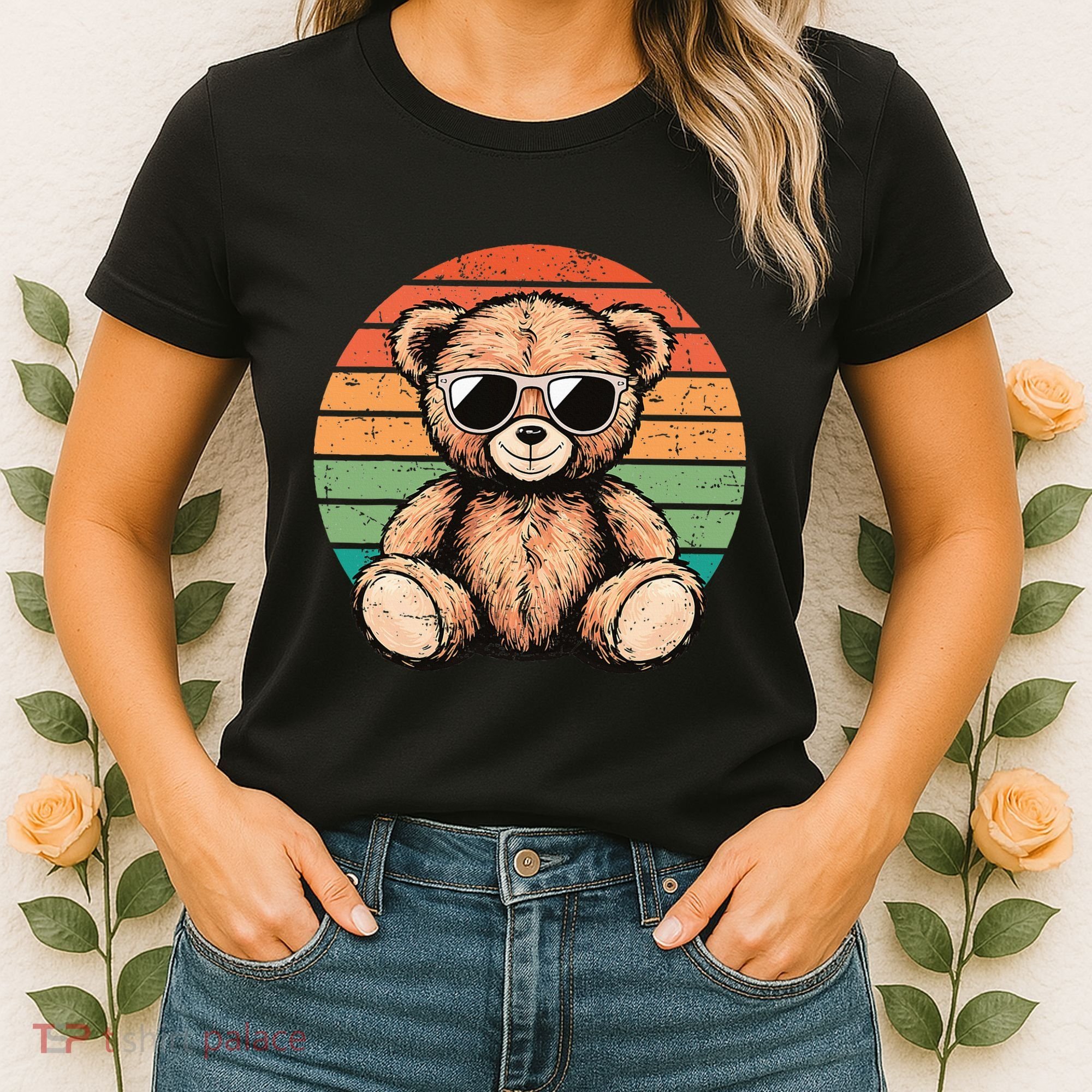 Retro Teddy Bear Casual Cute Women's T-Shirt