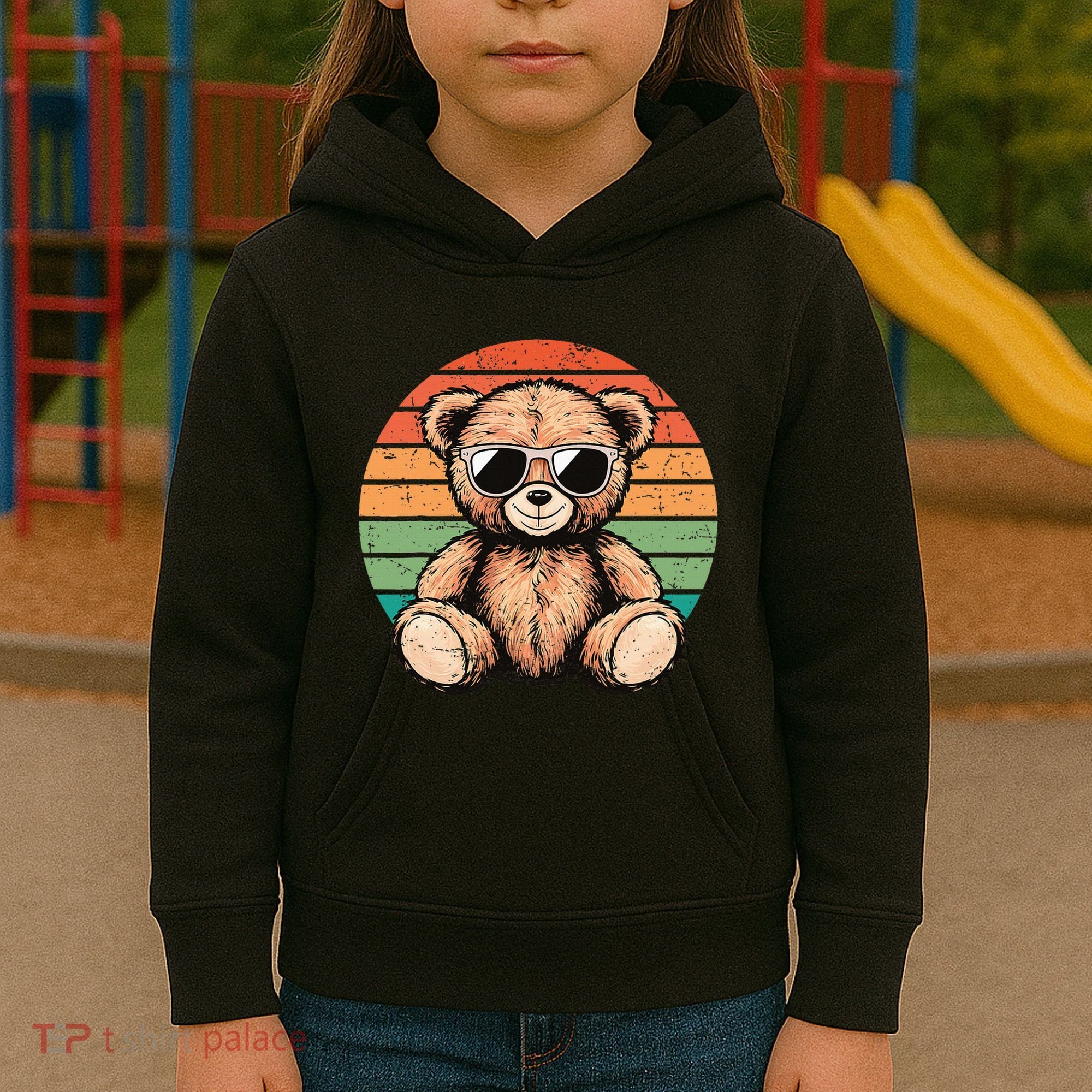 Retro Teddy Bear Casual Cute Kids Hoodie