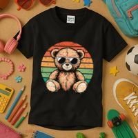 Retro Teddy Bear Casual Cute Kids T-Shirt thumb 3