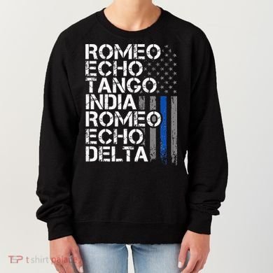 RETIRED Thin Blue Line Phonetic Code Police Retirement Women's Sweatshirt