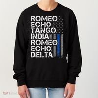 RETIRED Thin Blue Line Phonetic Code Police Retirement Women's Sweatshirt thumb 0