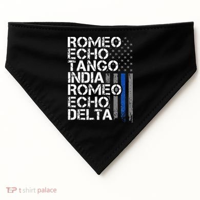 RETIRED Thin Blue Line Phonetic Code Police Retirement USA-Made Doggie Bandana
