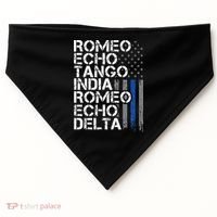 RETIRED Thin Blue Line Phonetic Code Police Retirement USA-Made Doggie Bandana thumb 0
