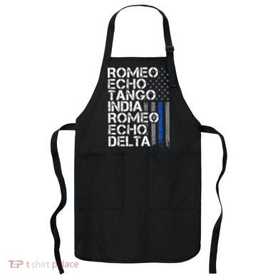 RETIRED Thin Blue Line Phonetic Code Police Retirement Apron