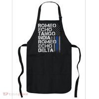 RETIRED Thin Blue Line Phonetic Code Police Retirement Apron thumb 0