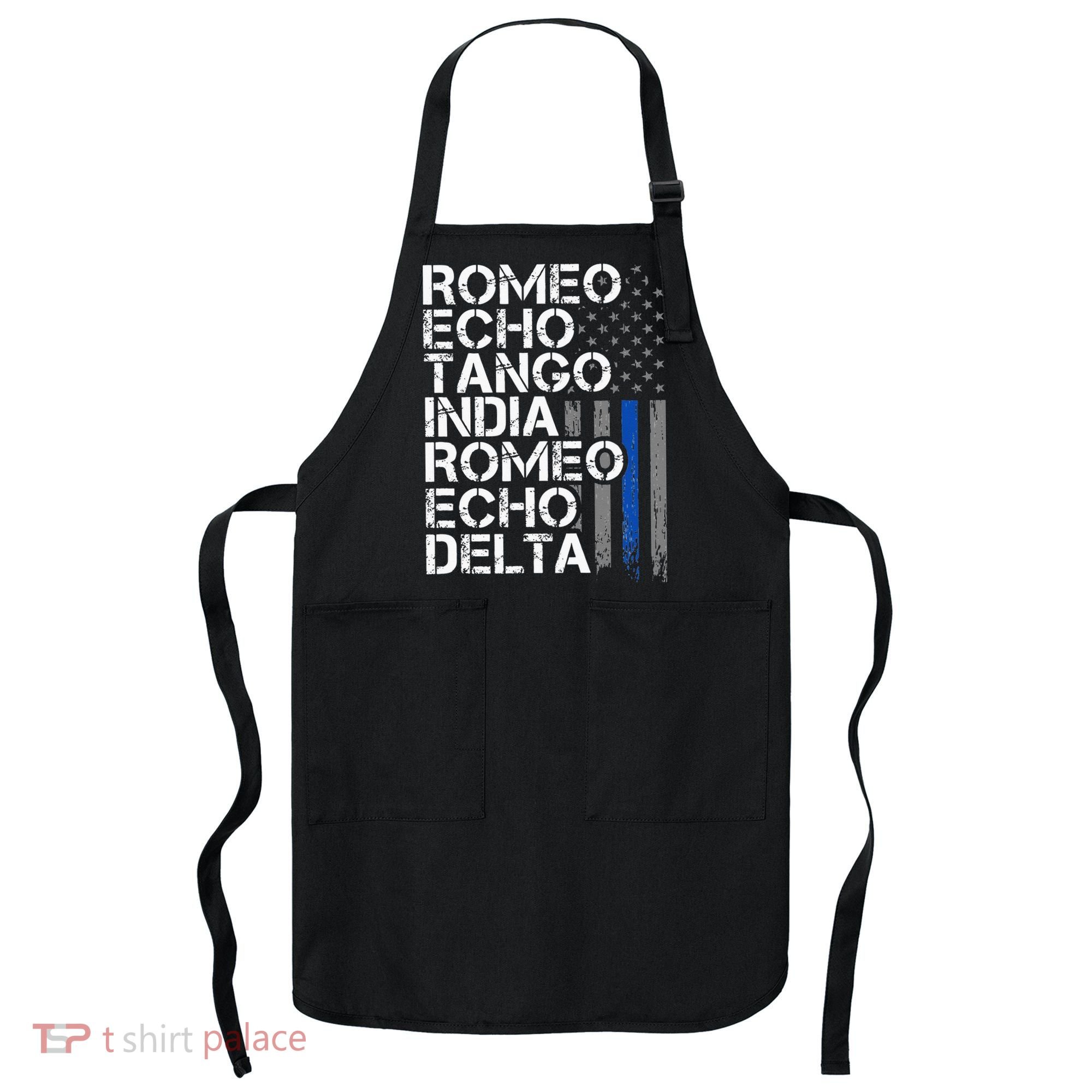 RETIRED Thin Blue Line Phonetic Code Police Retirement Apron