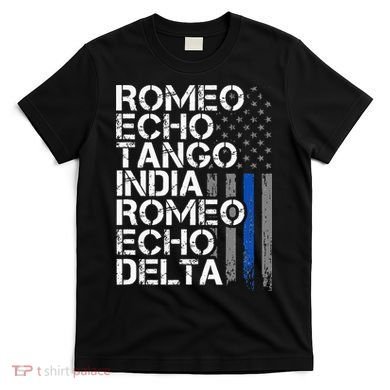 RETIRED Thin Blue Line Phonetic Code Police Retirement T-Shirt