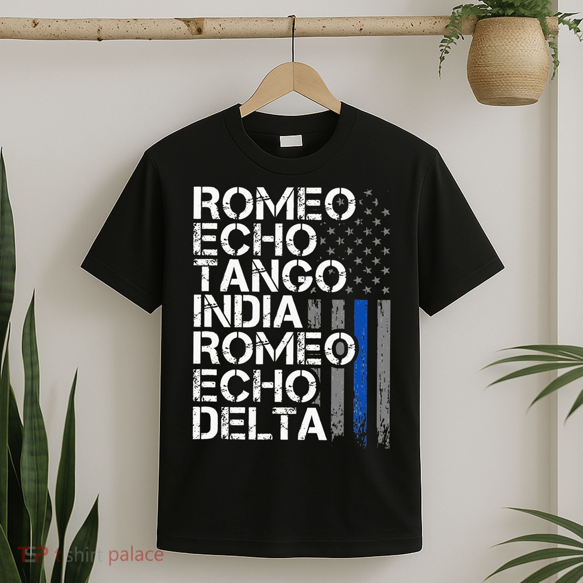 RETIRED Thin Blue Line Phonetic Code Police Retirement T-Shirt