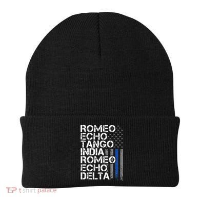 RETIRED Thin Blue Line Phonetic Code Police Retirement Beanie