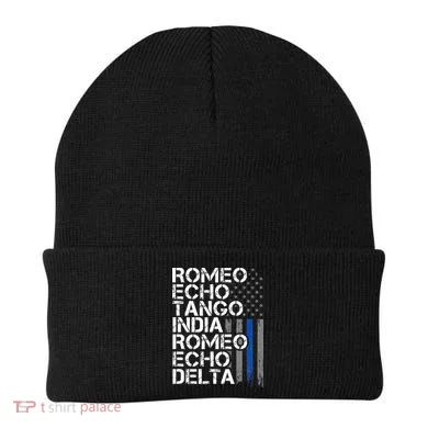 RETIRED Thin Blue Line Phonetic Code Police Retirement Beanie