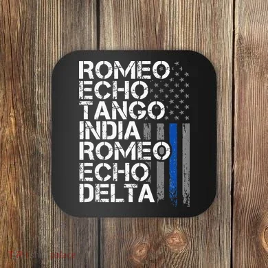 RETIRED Thin Blue Line Phonetic Code Police Retirement Coaster