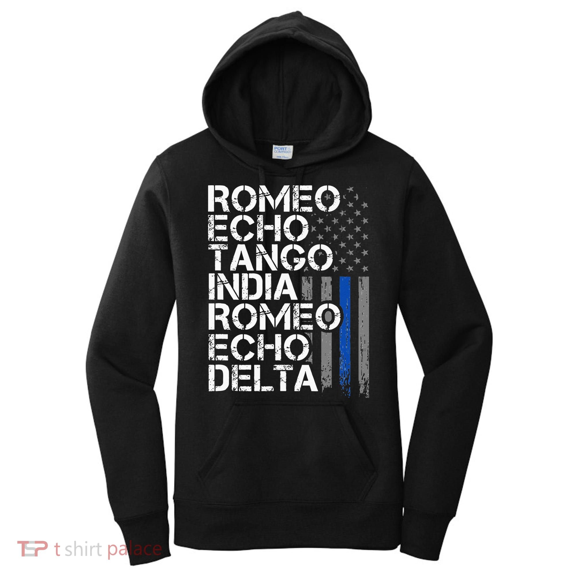 RETIRED Thin Blue Line Phonetic Code Police Retirement Women's Hoodie
