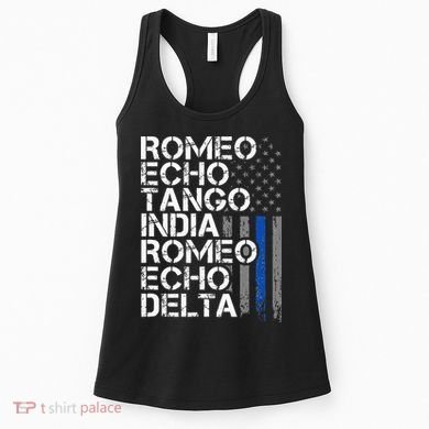 RETIRED Thin Blue Line Phonetic Code Police Retirement Women's Tank Top