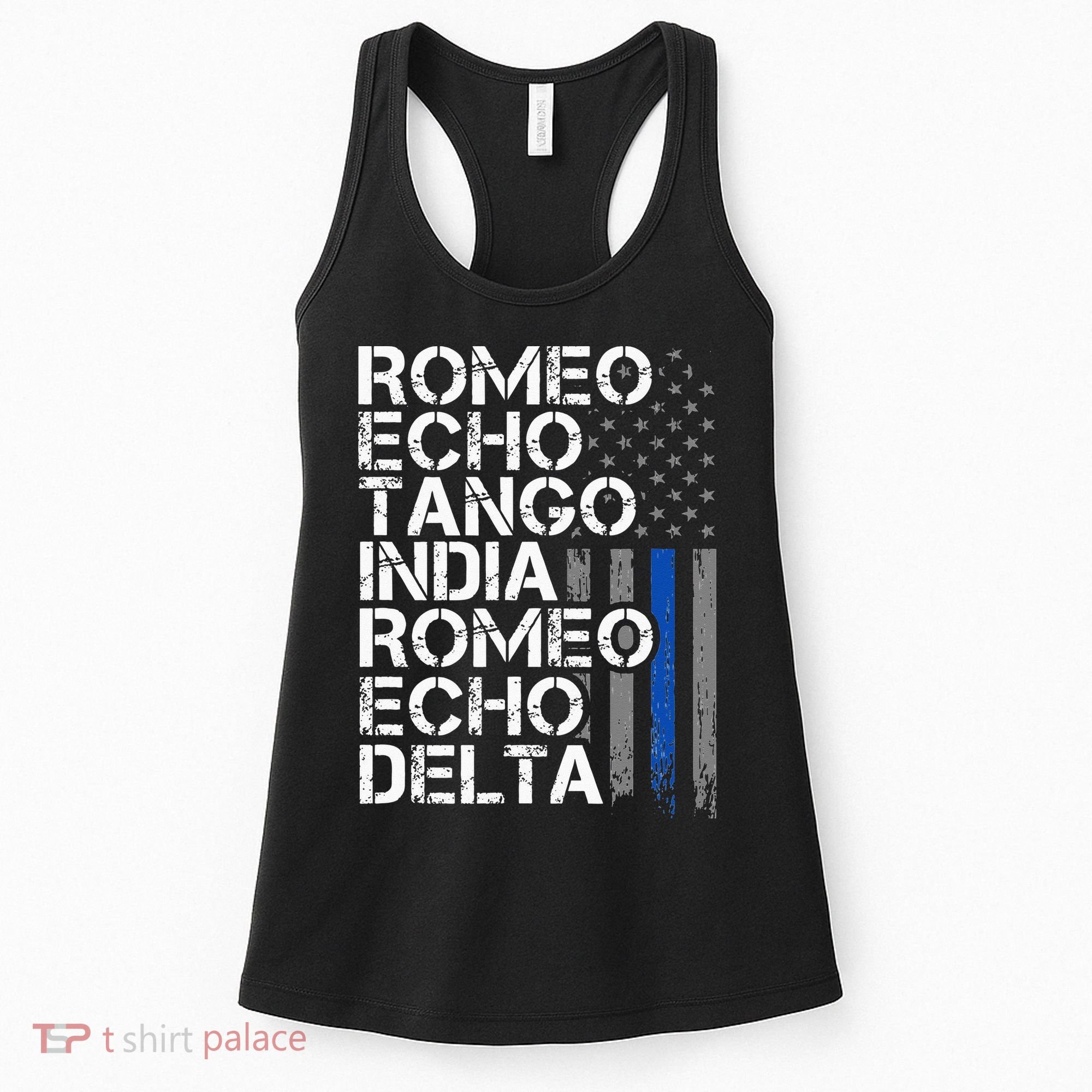 RETIRED Thin Blue Line Phonetic Code Police Retirement Women's Tank Top