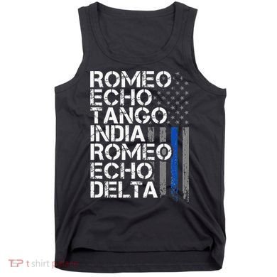 RETIRED Thin Blue Line Phonetic Code Police Retirement Tank Top
