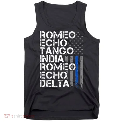 RETIRED Thin Blue Line Phonetic Code Police Retirement Tank Top