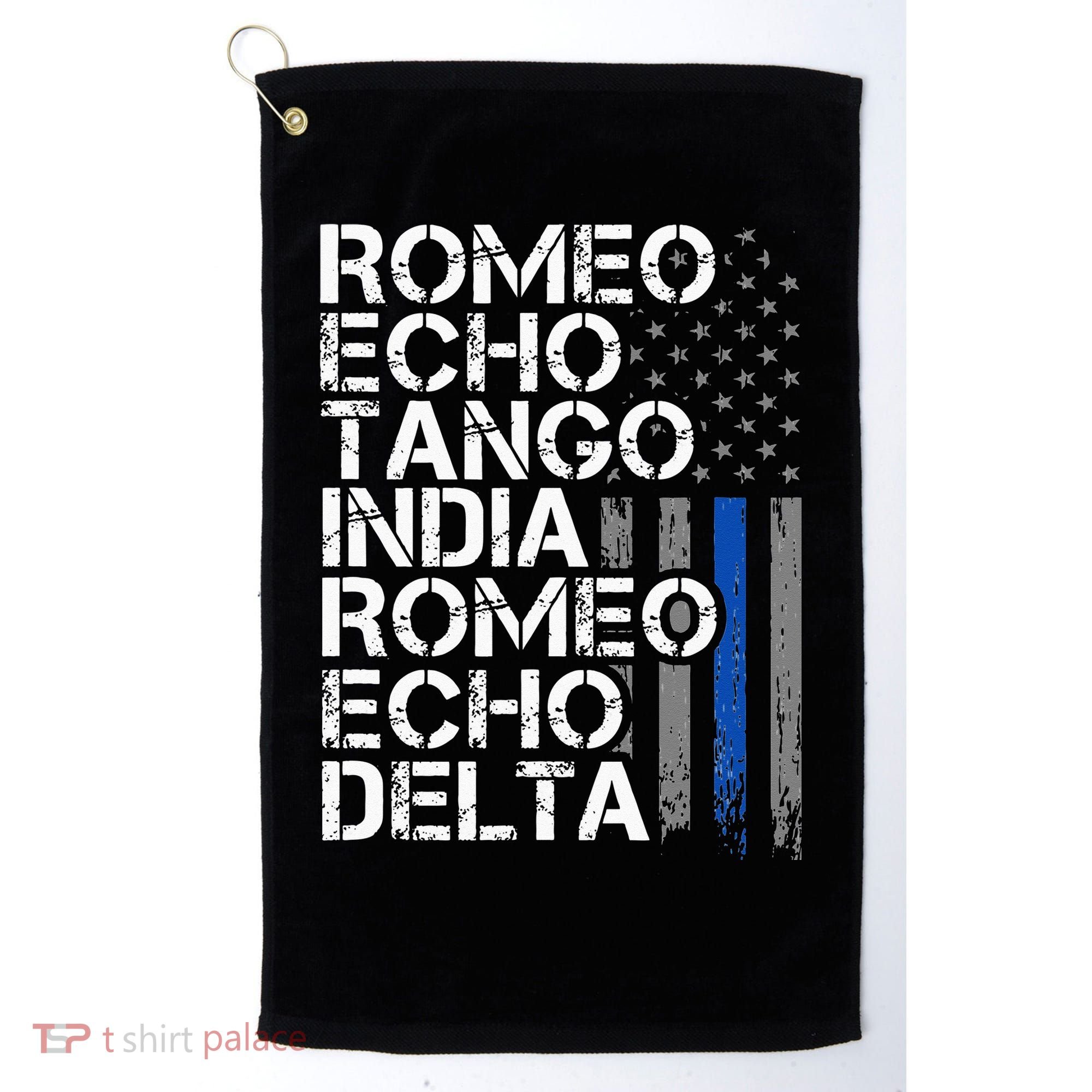 RETIRED Thin Blue Line Phonetic Code Police Retirement Golf Towel
